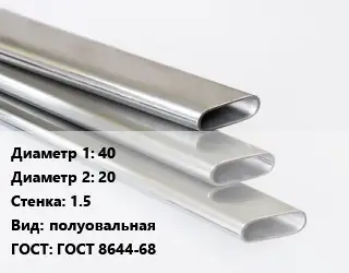 Труба плоскоовальная 40х20 s=1.5 полуовальная ГОСТ: ГОСТ 8644-68